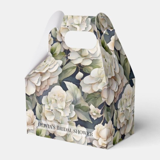 エレガントアイボリーピンク緑のネイビー色フローラ フェイバーボックス (正面サイド)