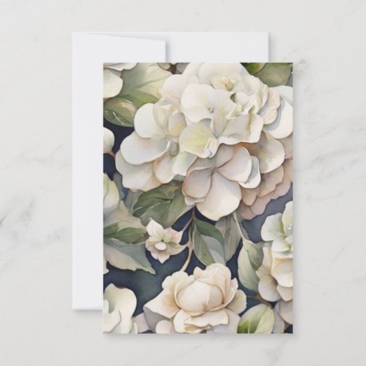 エレガントアイボリーピンク緑のネイビー色フローラ 出欠カード (裏面)