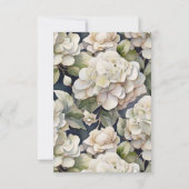 エレガントアイボリーピンク緑のネイビー色フローラ 出欠カード (裏面)