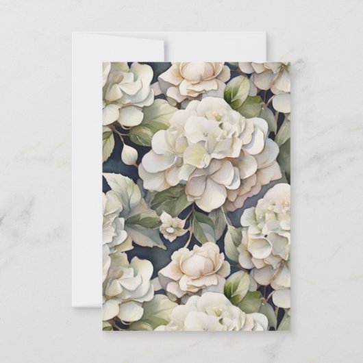 エレガントアイボリーピンク緑のネイビー色フローラ 出欠カード (裏面)