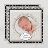 エレガントアイボリーフォト《キリスト教》洗礼式や命名式 招待状 (正面/裏面)