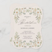 エレガントアイボリーフローラブライダルシャワー招待状 (正面/裏面)