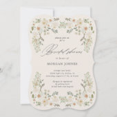 エレガントアイボリーフローラブライダルシャワー招待状 (正面)