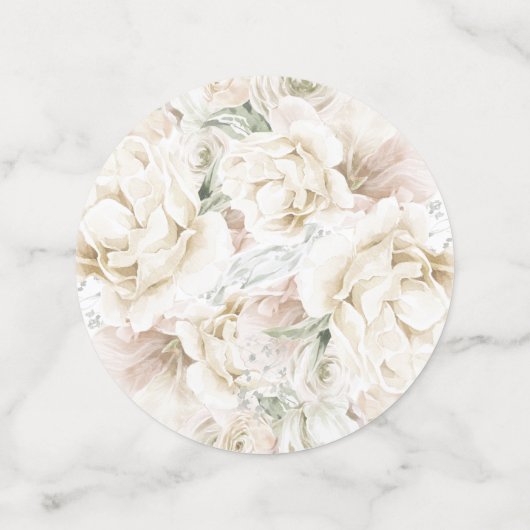 エレガントアイボリーフローラモノグラ結婚ム紙吹雪 コンフェッティ (ミディアム裏面)