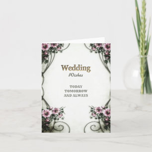 エレガントアイボリーフローラ結婚の願いコングレート サンキューカード