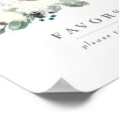 エレガントアイボリーフローラ緑の結婚式の引き出物標識 ポスター (角)