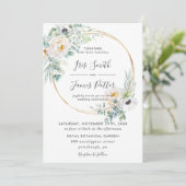 エレガントアイボリーフローラ緑金ゴールドフレ結婚ーム 招待状 (スタンド正面)