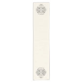 エレガントアイボリーブラックフローリッシュ結婚ズモノグラム ショートテーブルランナー (正面)