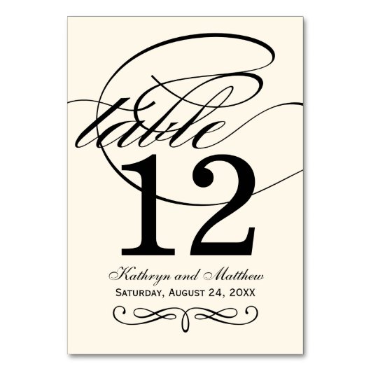 エレガントアイボリーブラック書結婚道モノグラム テーブルナンバー (裏面)