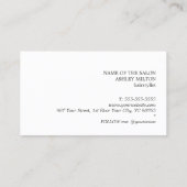 エレガントアイボリーブラック金ゴールドフェイクシザーヘアドレッサー 名刺 (裏面)