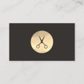 エレガントアイボリーブラック金ゴールドフェイクシザーヘアドレッサー 名刺 (正面)
