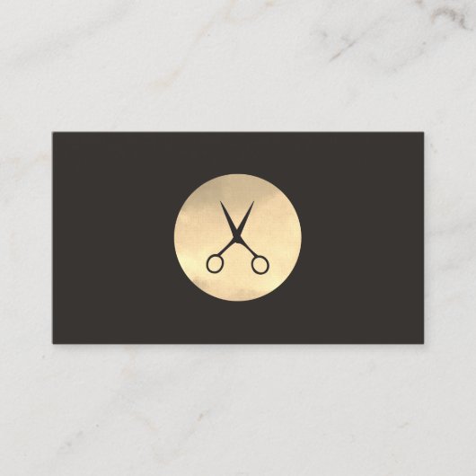 エレガントアイボリーブラック金ゴールドフェイクシザーヘアドレッサー 名刺 (正面)