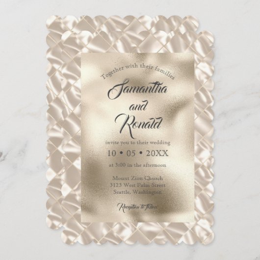 エレガントアイボリーホイフェイクル結婚式招待状 招待状 (正面/裏面)