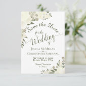 エレガントアイボリーホワイトウォーター色フローラボホ結婚ズ セーブザデート (スタンド正面)