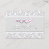 エレガントアイボリーホワイトフローラダマスクエンボス効果 名刺 (裏面)