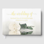 エレガントアイボリーホワイトローズスモール結婚ズ ゲストブック (正面)