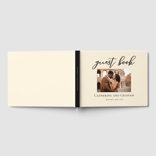 エレガントアイボリーミニマルのカップル結婚写真 ゲストブック (全面)