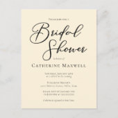 エレガントアイボリーミニマルタイポグラフィブライダルシャワー インビテーションポストカード (正面)