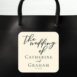 エレガントアイボリーミニマルタイポグラフィ結婚ズ スクエアシール