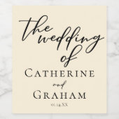 エレガントアイボリーミニマルタイポグラフィ結婚ズ ワインラベル (シングルラベル)