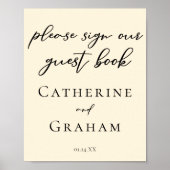エレガントアイボリーミニマ結婚リストのゲストブックポスター ポスター (正面)