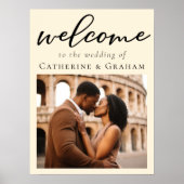 エレガントアイボリーミニマ結婚リスト歓迎の写真 ポスター (正面)