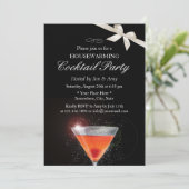 エレガントアイボリーリボン引っ越し祝いパーティーカクテルパーティー 招待状 (スタンド正面)