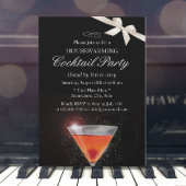 エレガントアイボリーリボン引っ越し祝いパーティーカクテルパーティー 招待状