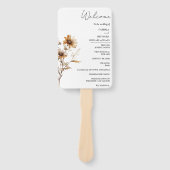 エレガントアイボリーワイルドフラワー結婚式 プログラムカード ハンドファン (正面)