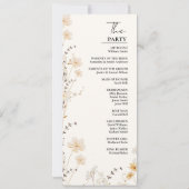 エレガントアイボリーワイルドフラワー結婚式 プログラムカード 招待状 (裏面)