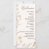 エレガントアイボリーワイルドフラワー結婚式 プログラムカード 招待状 (正面)
