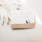 エレガントアイボリー写真ウェディング日付カードを保存