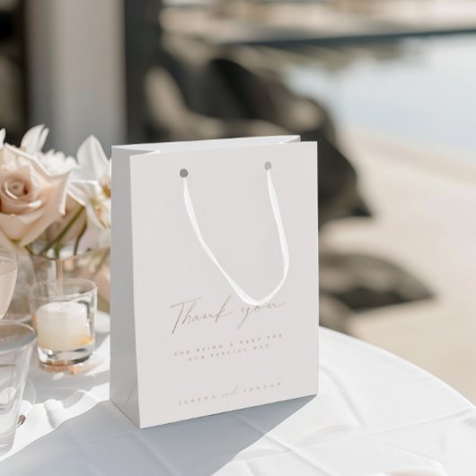 エレガントアイボリー結婚ズゲストサンキューユー ミディアムペーパーバッグ