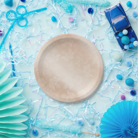 エレガントアイボリー結婚フローラ紙プレート ペーパープレート (パーティー)