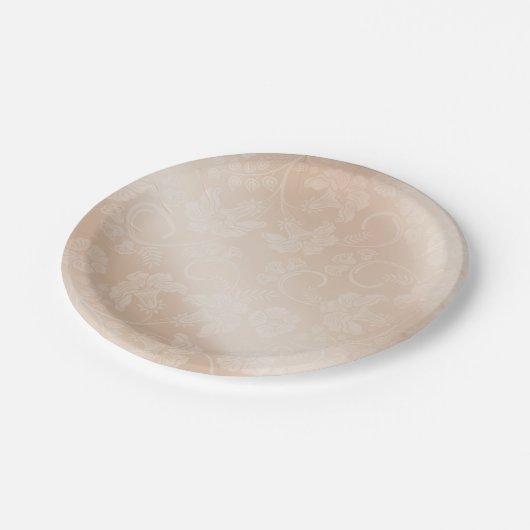 エレガントアイボリー結婚フローラ紙プレート ペーパープレート (アングル)