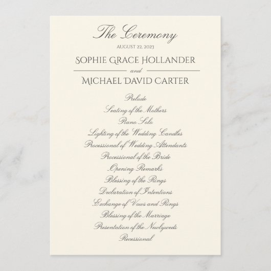 エレガントアイボリー結婚式 プログラム (正面)