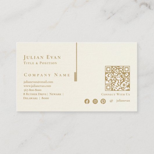 エレガントアイボリー芸術的ホワイトクリーム状金ゴールドモノグラム 名刺 (裏面)