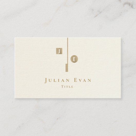 エレガントアイボリー芸術的ホワイトクリーム状金ゴールドモノグラム 名刺 (正面)