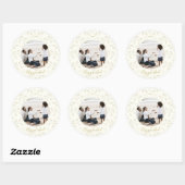 エレガントアイボリー葉の神に栄光クリスマスの写真 ラウンドシール (シート)