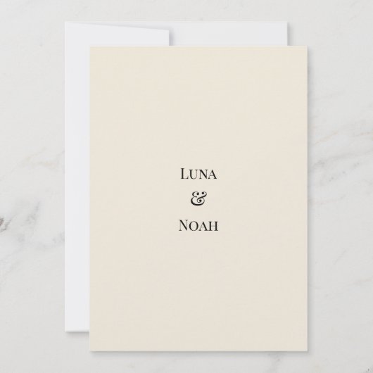 エレガントアイボリー金ゴールドグリッターカップル結婚写真 招待状 (裏面)