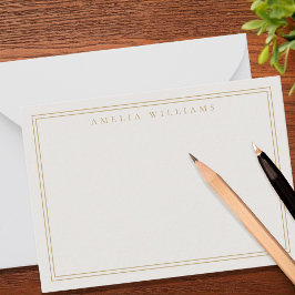 エレガントアイボリー金ゴールドミニマリスト縁ど2  ノートカード