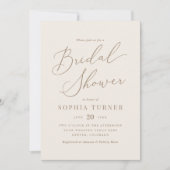 エレガントアイボリー金ゴールド書道ブライダルシャワー 招待状 (正面)
