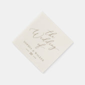 エレガントアイボリー金ゴールド書道結婚の スタンダードカクテルナプキン (角)