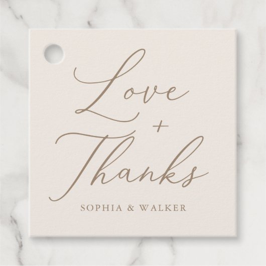 エレガントアイボリー金ゴールド書道結婚の フェイバータグ (正面)