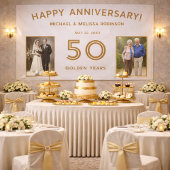 エレガントアイボリー金ゴールド50周年結婚記念 横断幕