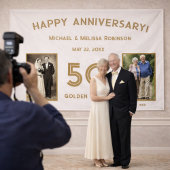 エレガントアイボリー金ゴールド50周年結婚記念 横断幕