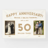 エレガントアイボリー金ゴールド50周年結婚記念 横断幕 (横)