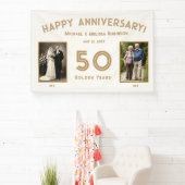 エレガントアイボリー金ゴールド50周年結婚記念 横断幕 (インサイチュ)