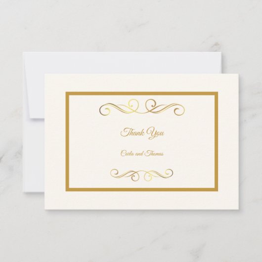エレガントアイボリー金ゴールド サンキューカード (正面)