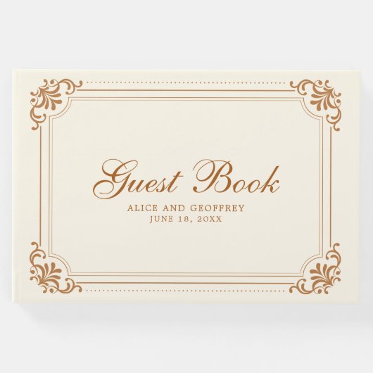 エレガントアイボリー銅ヴィンテージが結婚繁栄 ゲストブック (正面)